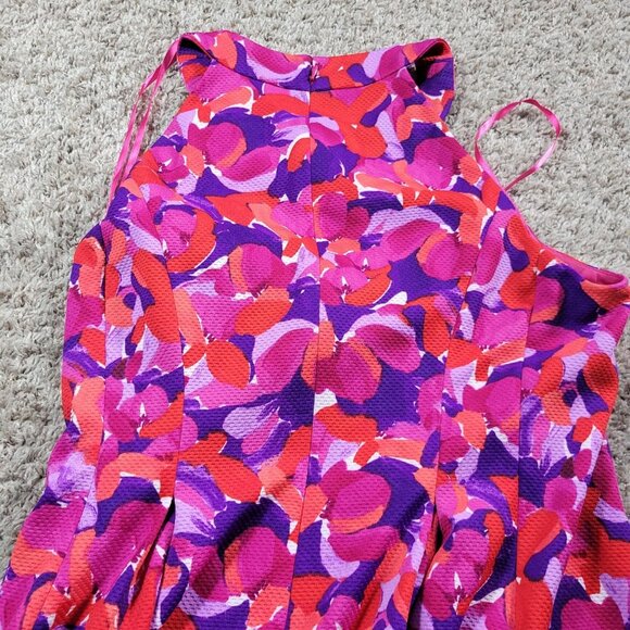 Pappagallo Dress Women's 14 Pink Tropical Sleevless Colorful Floral Lined - Picture 7 of 7